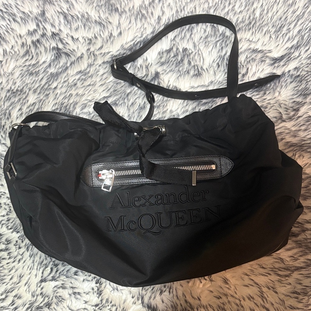 Alexander McQueen Black Nylon Duffel Bag